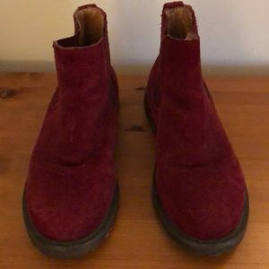 Red suede booties
